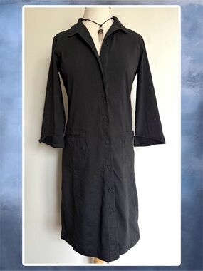 Eileen Fisher Charcoal Gray Black Linen Blend Shirt Dress or Light Jacket